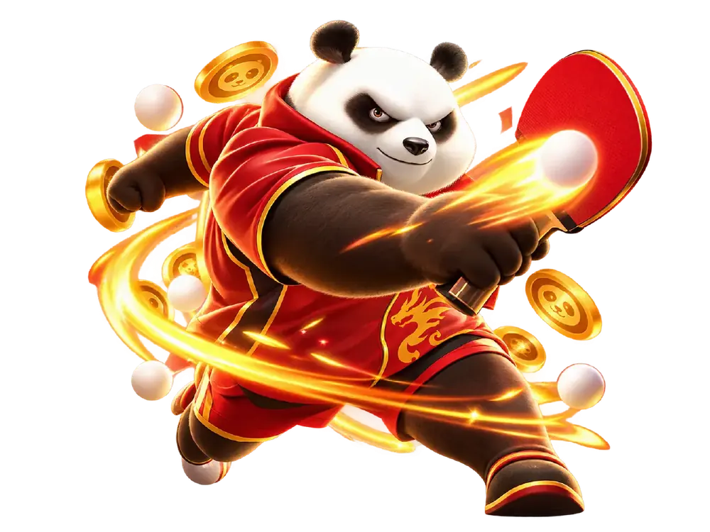 Ping Pong Panda slot character hitting a ping pong ball with a paddle